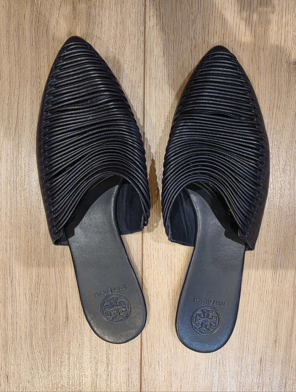 Tory Burch NAVY Leather Pointed Toe Mule Slides Size 7
